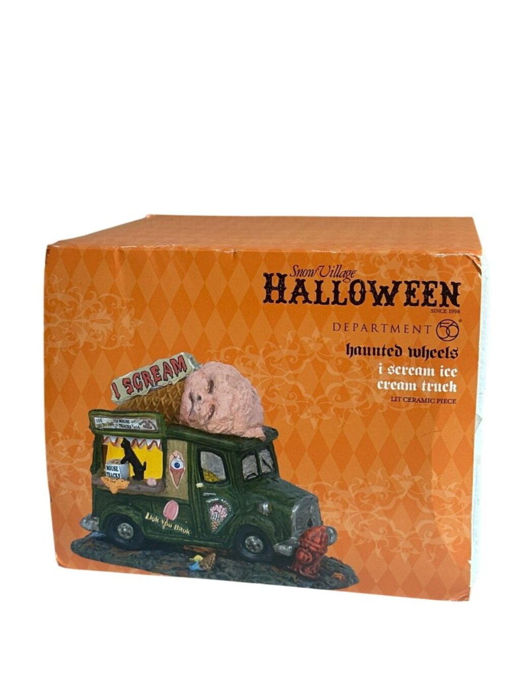 Dept 46 Haunted Wheels I Scream Ice Cream Truck Lit Ceramic Halloween Decor